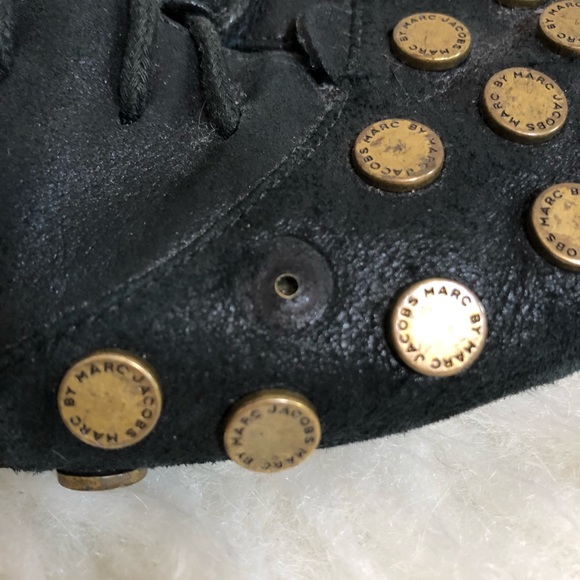 MBMJ Suede Black Laceup Logo Button Flats 37 - Picture 8 of 8